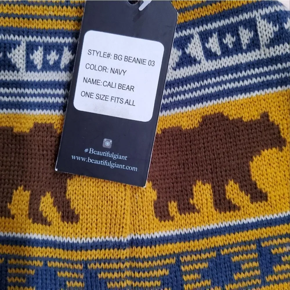 Beautiful Giant Cali Bear Beanie One Size